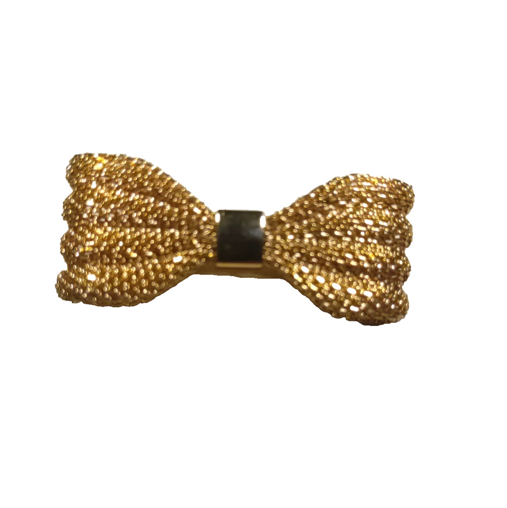 Gold Tone Bow Hair Barrette Tension Clip Small Elegant Feminine Design